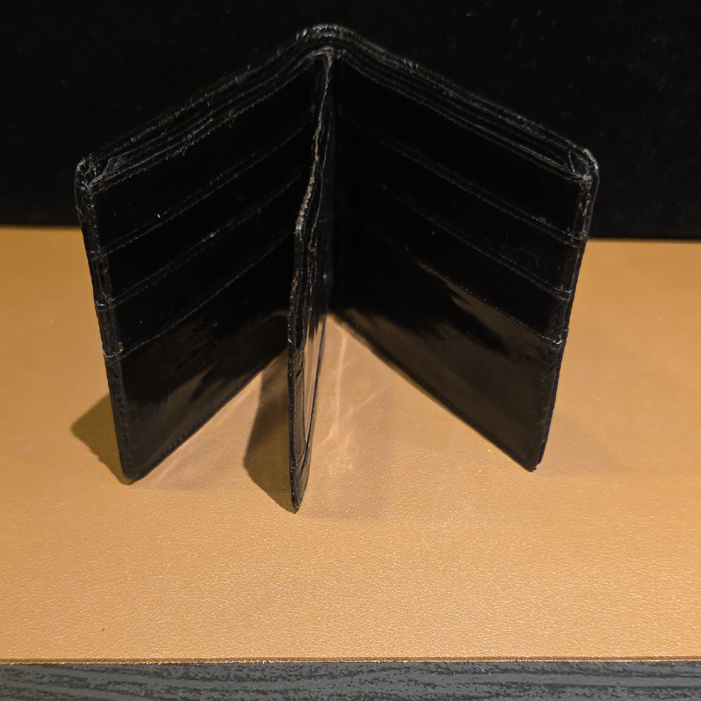 Vintage Black Leather Card  Key Holder
